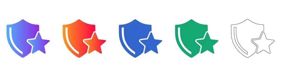 Premium Shield Security Badge Icon Set Illustrazione stock