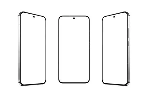 Premium smartphone with isolated display in three positions. Showcasing digit 스톡 일러스트