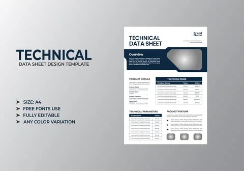 Premium Technical Data Sheet Design Template Иллюстрация