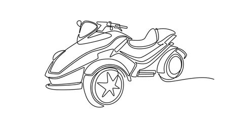 Premium three-wheeled maxi scooter from side view art Stock Footage 337055586