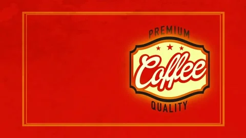 Premium value coffee sign on red velvety background handling classic calligraphy Stock Footage 130927822