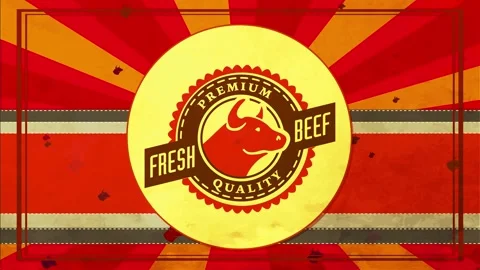 Premium value fresh meat butcher shop symbol over old fashioned background and Stock Footage 130453389