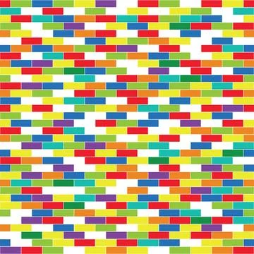 Premium vector of colorful rainbow brick wall seamless pattern. Bright mult.. 스톡 일러스트