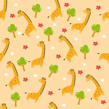 Premium vector of cute giraffe seamless pattern in soft pastel color backgrou Stock Illustration