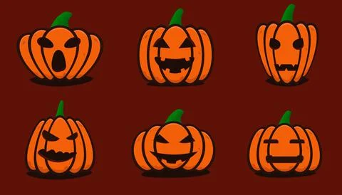 Premium vector pumpkin emotion happy halloween collection Illustrazione stock