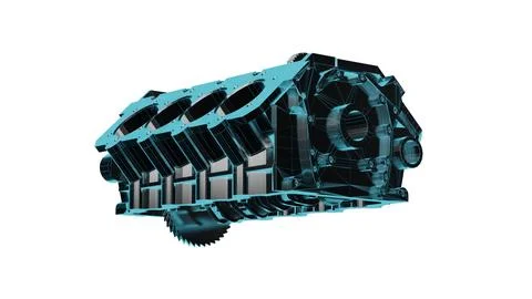 Premium vehicle engine block 3D render Stock Illustration