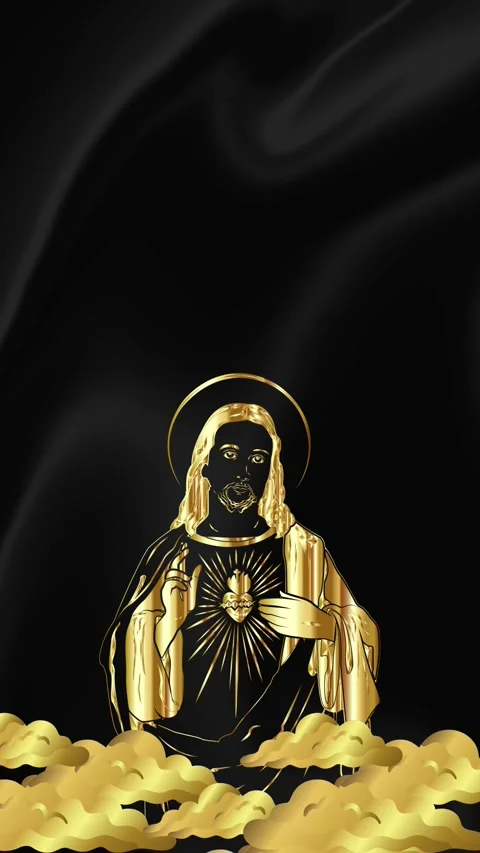 A premium vertical Christian background with  Jesus Christ and the Sacred Heart Stock Footage 335837283