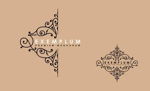 Premium Victorian monogram templates to create logos, emblems, personal Stock Illustration