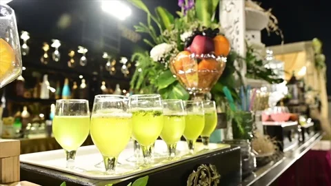 Premium Wedding Welcome Drink Presentation – 4K Video Stock Footage 311383110