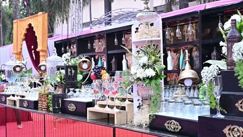 Premium Wedding Welcome Drink Presentation – 4K Video Stock Footage 311431926