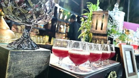 Premium Wedding Welcome Drink Presentation – 4K Video Stock Footage 311432530
