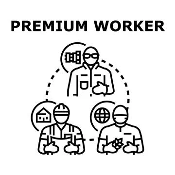 Premium worker concept illustrating skilled professional labor and service Stock Illustration