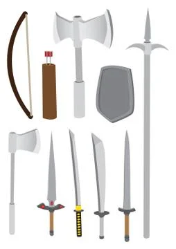 Premodern Combat Weapons Vector Illustration Stock Illustration