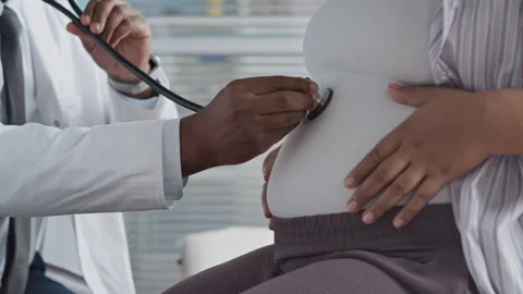 Prenatal Checkup with Doctor Using Stethoscope Stock Footage 314363369