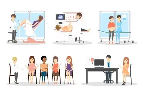 Prenatal clinic set. Illustrazione stock