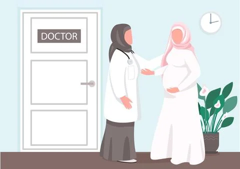 Prenatal consultation flat color vector illustration Illustrazione stock