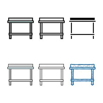 Prep table restaurant equipment color variations icon vector Stock Illustration