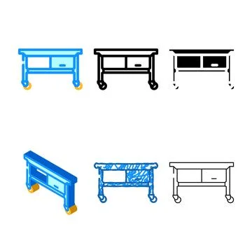 Prep table variations restaurant equipment color icon vector Stockillustratie