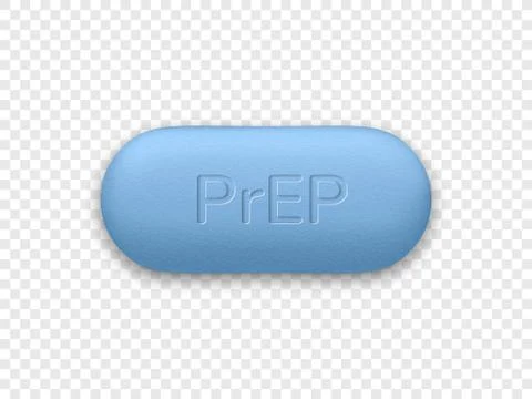 PrEp tablet. Vector pre-exposure prophylaxis blue pill developed to prevent H Illustrazione stock