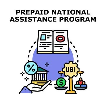 Prepaid national assistance program providing universal basic income Stock Illustration