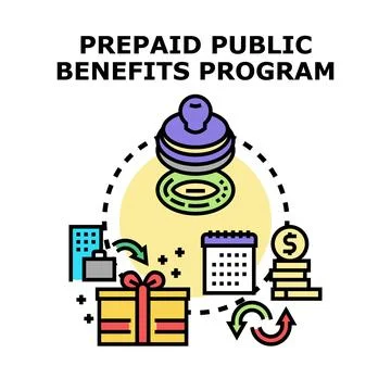 Prepaid public benefits program concept vector illustration Stock Illustration