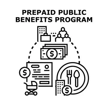 Prepaid public benefits program providing social assistance Stock Illustration