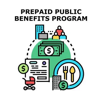 Prepaid public benefits program providing social assistance Stock Illustration