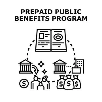 Prepaid public benefits program for social aid Stock Illustration