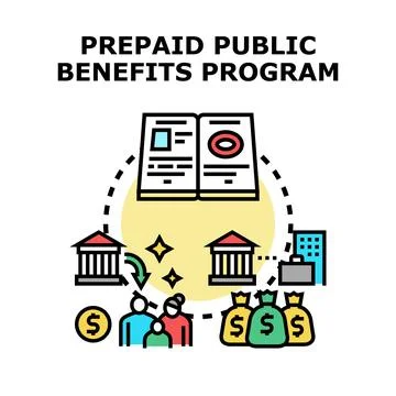 Prepaid public benefits program for social aid Stock Illustration