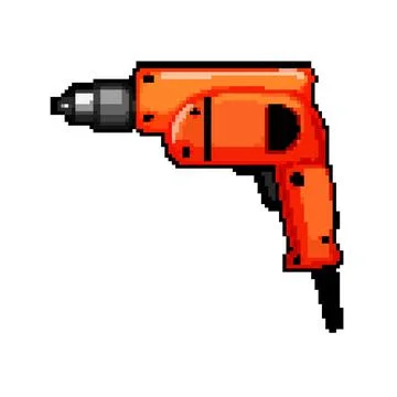 Prepair drill pixel art vector illustration sign color Ilustração Stock