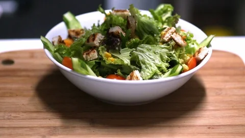 Prepairing Caesar Salad Close Up Stock Footage 90815272