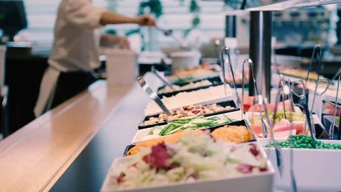 Prepairing lunch buffet Stock Footage 80556343