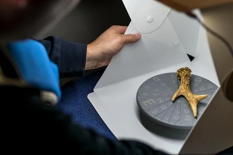 Preparation of a 3d scanner for an object, working the file on a computer t.. Stock Photos