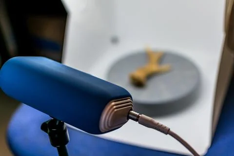 Preparation of a 3d scanner for an object, working the file on a computer t.. Stock Photos