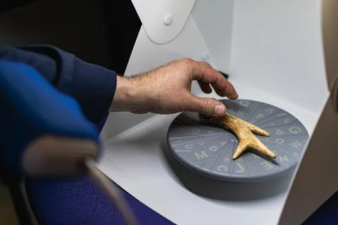 Preparation of a 3d scanner for an object, working the file on a computer t.. Stock Photos