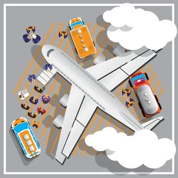Preparation of aircraft for flight. Stock Illustration