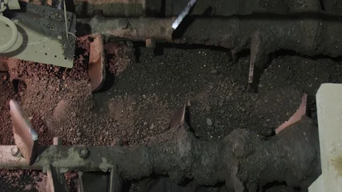 Preparation and grinding of clay. Production of expanded clay or cement clinker Stock Footage