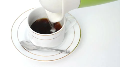 Preparation and making instant coffee, pouring  water and stiring Stock Footage 45062302