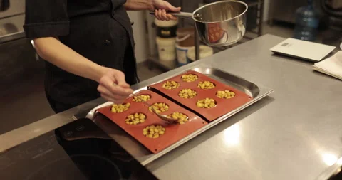 Preparation of apple desserts in a silicone baking tray. Stock Footage 263485449