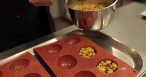 Preparation of apple desserts in a silicone baking tray. Stock Footage 263487612