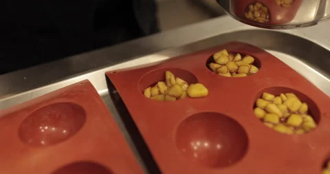 Preparation of apple desserts in a silicone baking tray. Stock Footage 263488060