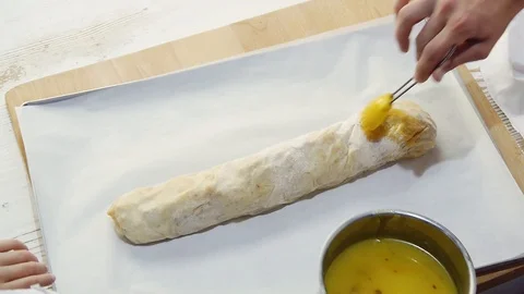 Preparation of apple strudel Stock Footage 105398688