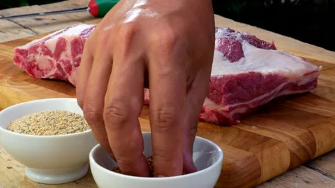 Preparation with aromas of raw beef ribs Stockbeeldmateriaal 242089555