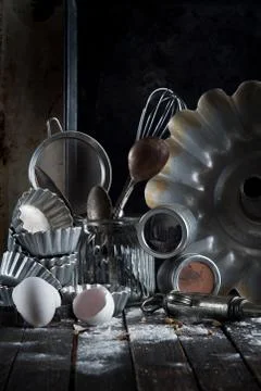 Preparation Baking Accessories Kitchen Composition Different Support Stuff Stock Photos
