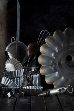 Preparation Baking Accessories Kitchen Composition Different Support Stuff Stock Photos