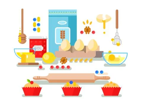 Preparation of baking ingredients Stock Illustration
