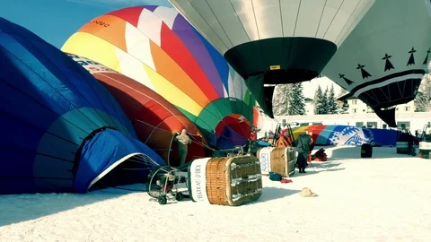 Preparation for balloon launch during the balloon festival. Stock Footage 116132663