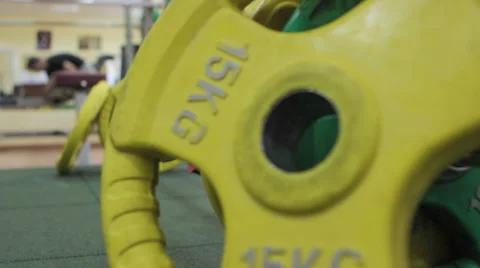 Preparation of the Bar to the Exercise Stock Footage 61349816