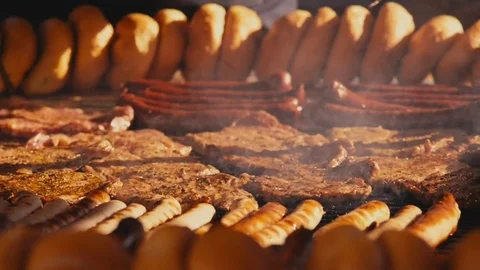 Preparation for Big bbq Stock Footage 76389281