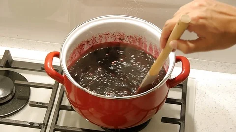 Preparation of black currant jam Stock Footage 122096773